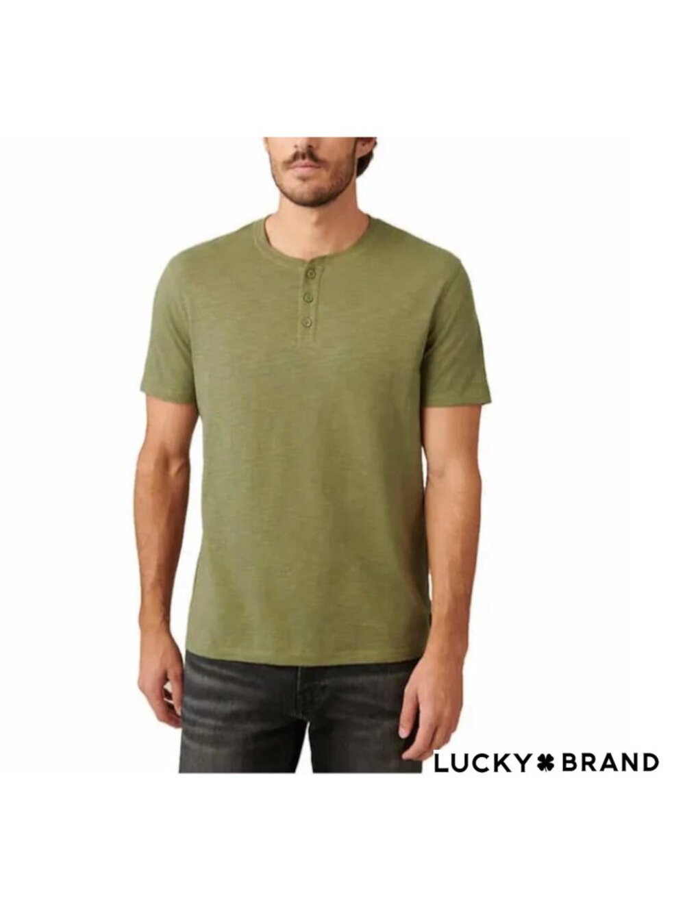Lucky Brand Men's Short Sleeve Henley T-Shirt - Green, Medium